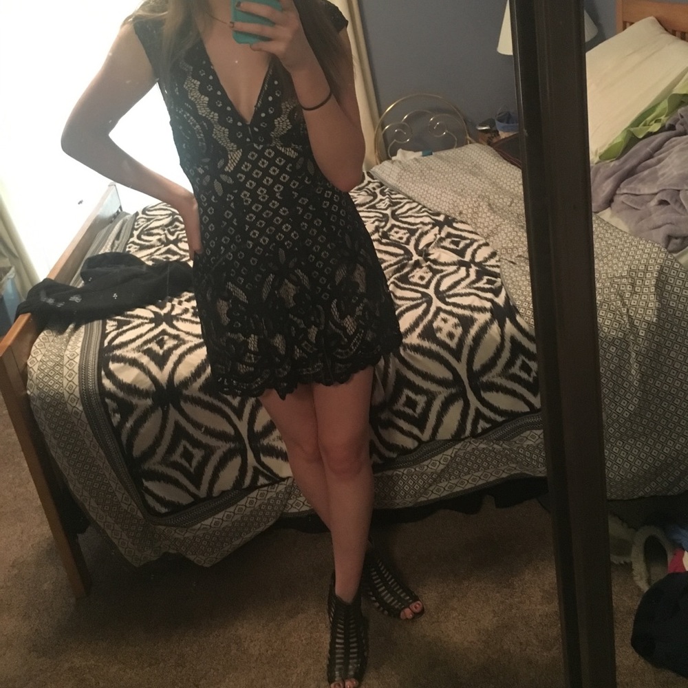 Black Crochet Free People Mini Dress